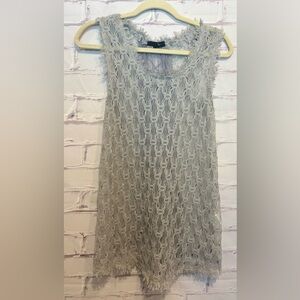 Ryu for Anthropologie Gray Crochet & Lace Boho Top – Size Small
